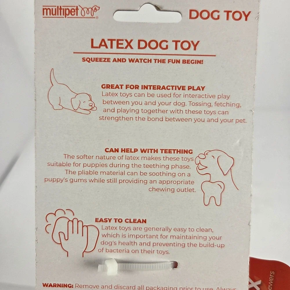Multipet Latex Chicken Dog Toy 11 Inch Orange Squeaky Interactive Chew Toy New